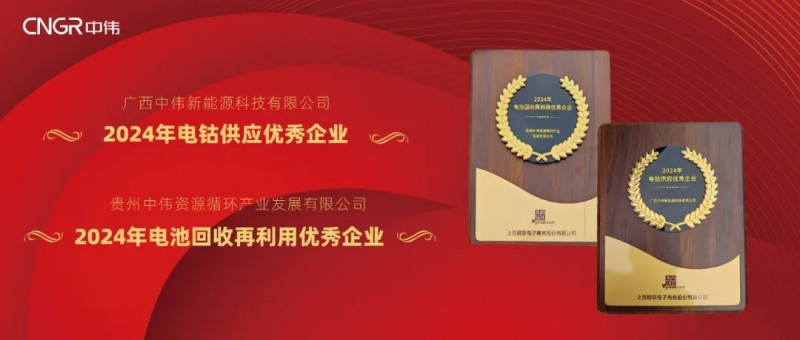 古天乐太阳集团城股份荣获Mysteel2024“电钴供应优秀企业”与“电池回收再利用优秀企业”